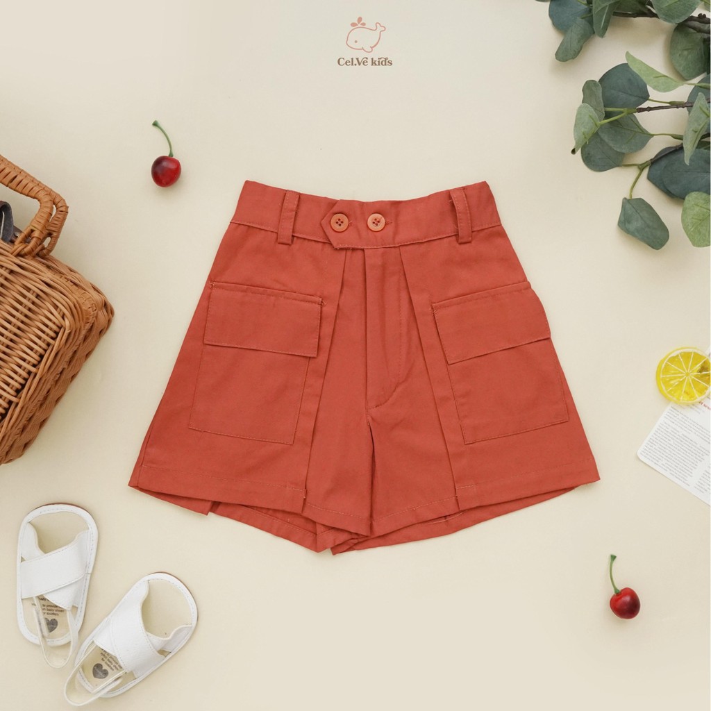 Celvekids - Pants Charlotte Celana Pendek Anak Perempuan Korean Style Bahan Katun Twill Usia 1-5th