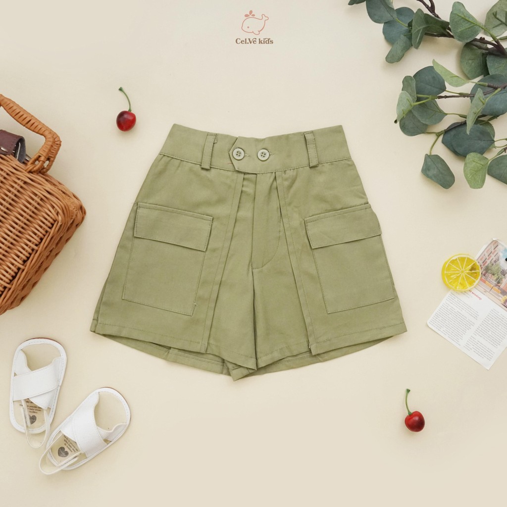 Celvekids - Pants Charlotte Celana Pendek Anak Perempuan Korean Style Bahan Katun Twill Usia 1-5th
