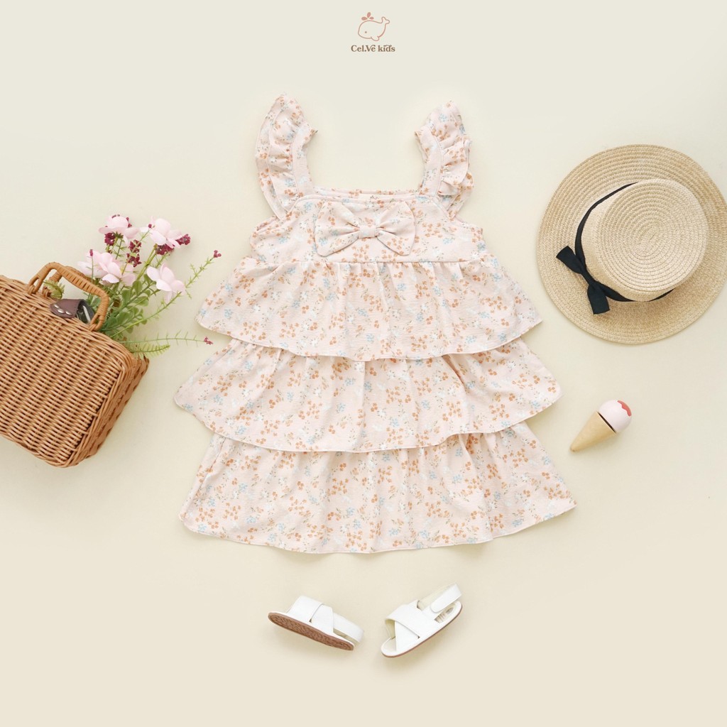 CELVEkids - Poppy Dress Anak Perempuan Korean style Bahan Crinkle Viscose Motif usia 1-6th