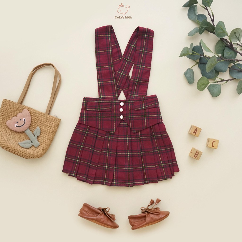 CELVEkids - Alexa Overall skort Rok Celana ( Tanpa inner ) Anak Perempuan Korean style Bahan flanel usia 1-6th