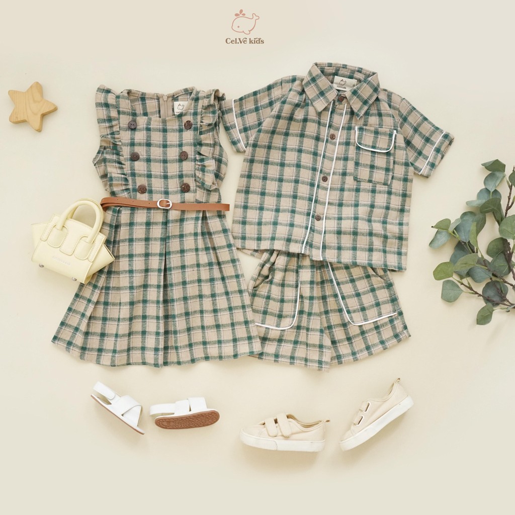 CELVEkids - Dress Ariella Baju rok Anak Perempuan Korean style Flanel + Belt