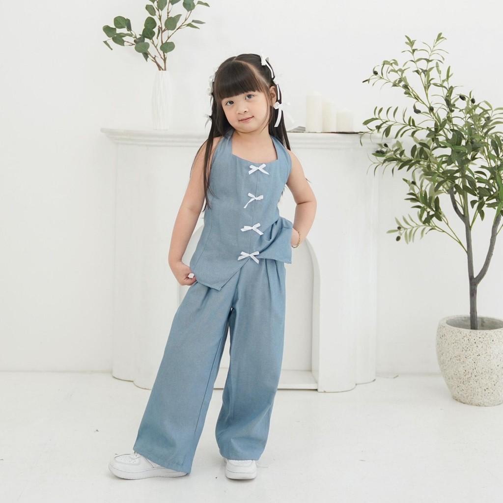 CELVEkids - Stelan DOROTHY Set Baju Celana Anak Perempuan Korean style Denim usia 1-8th