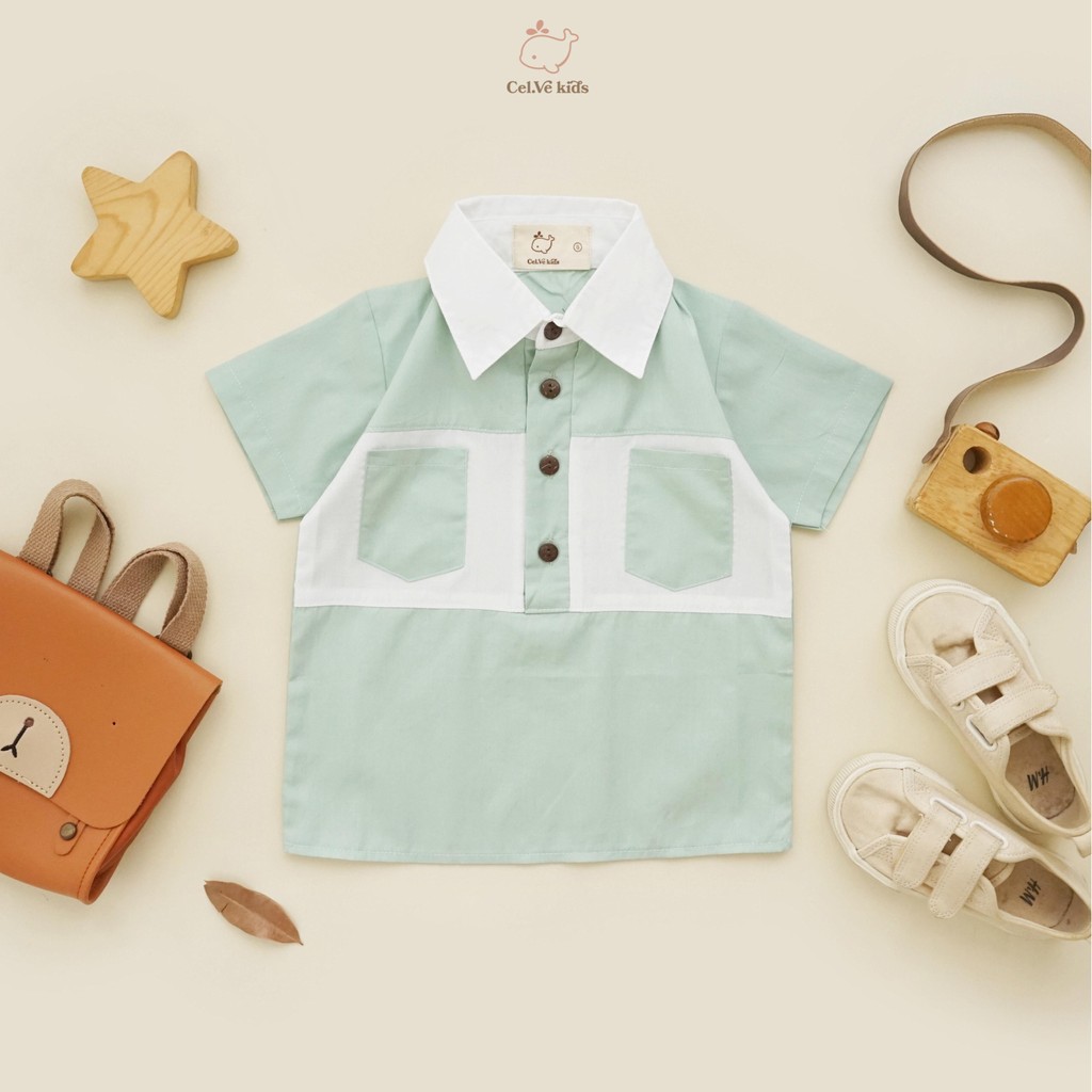 CELVEkids - Zoe Kemeja atasan Anak laki-laki Korean style Bahan Poplin usia 1-6th
