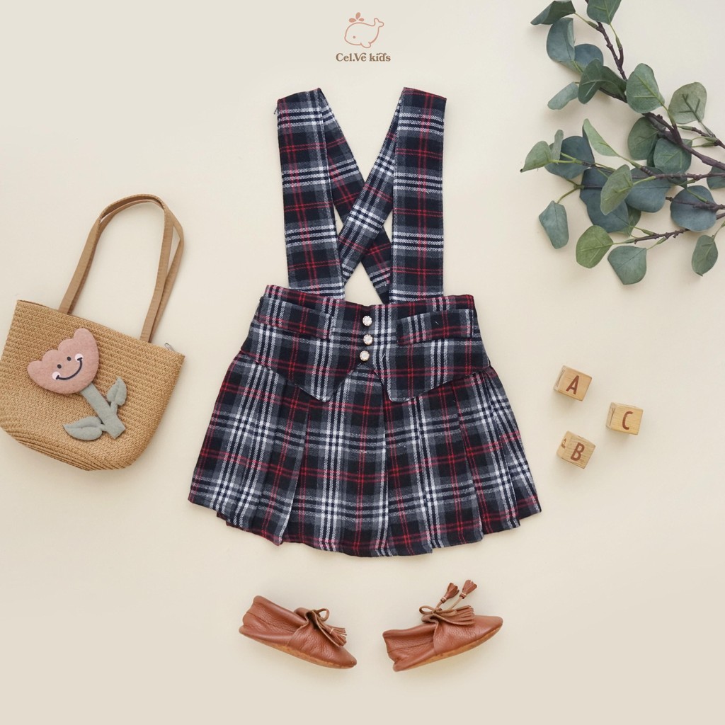 CELVEkids - Alexa Overall skort Rok Celana ( Tanpa inner ) Anak Perempuan Korean style Bahan flanel usia 1-6th