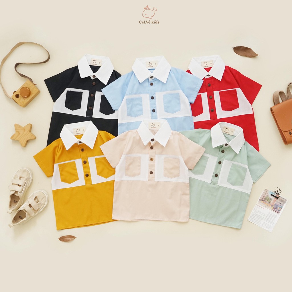 CELVEkids - Zoe Kemeja atasan Anak laki-laki Korean style Bahan Poplin usia 1-6th