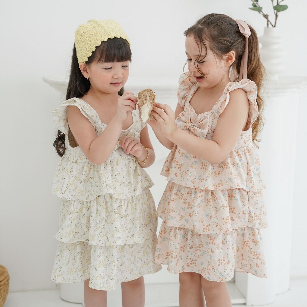 CELVEkids - Poppy Dress Anak Perempuan Korean style Bahan Crinkle Viscose Motif usia 1-6th