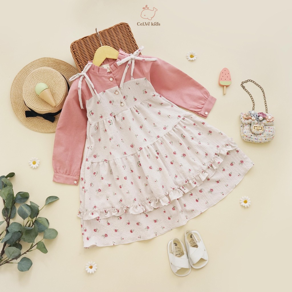 CELVEkids - Raisa Dress Gamis Raya Anak Perempuan Korean Style Bahan Crinkle viscose + Linen Usia 1-8th