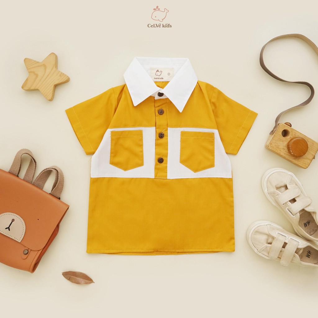 CELVEkids - Zoe Kemeja atasan Anak laki-laki Korean style Bahan Poplin usia 1-6th