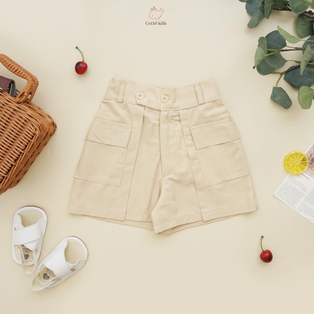 Celvekids - Pants Charlotte Celana Pendek Anak Perempuan Korean Style Bahan Katun Twill Usia 1-5th