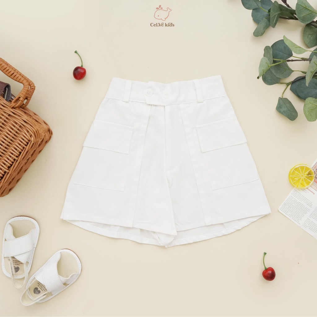 Celvekids - Pants Charlotte Celana Pendek Anak Perempuan Korean Style Bahan Katun Twill Usia 1-5th