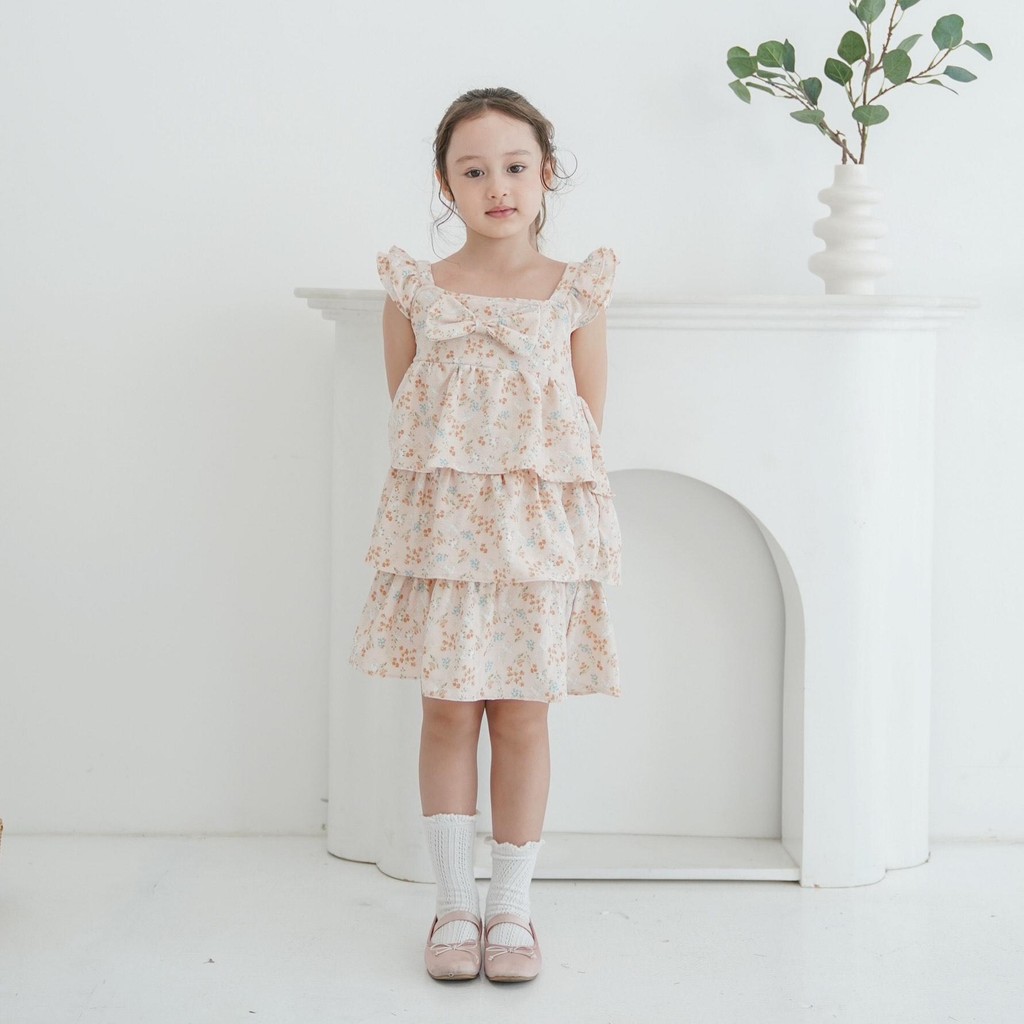 CELVEkids - Poppy Dress Anak Perempuan Korean style Bahan Crinkle Viscose Motif usia 1-6th