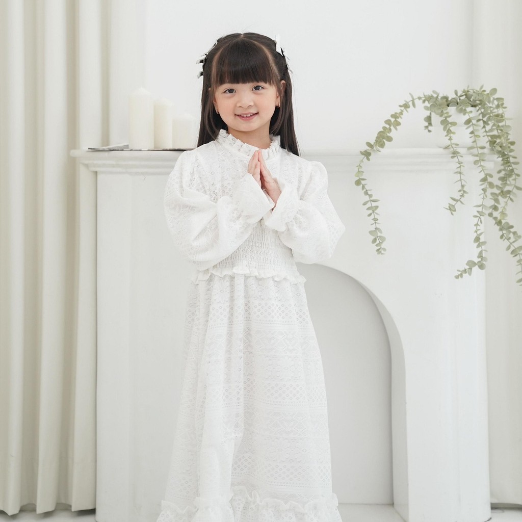 CELVEkids - SHIREEN Dress Gamis Raya Anak Perempuan Korean Style Bahan Lace Usia 1-8th