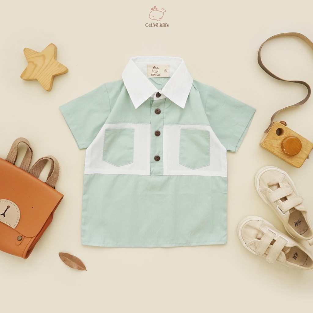 CELVEkids - Zoe Kemeja atasan Anak laki-laki Korean style Bahan Poplin usia 1-6th