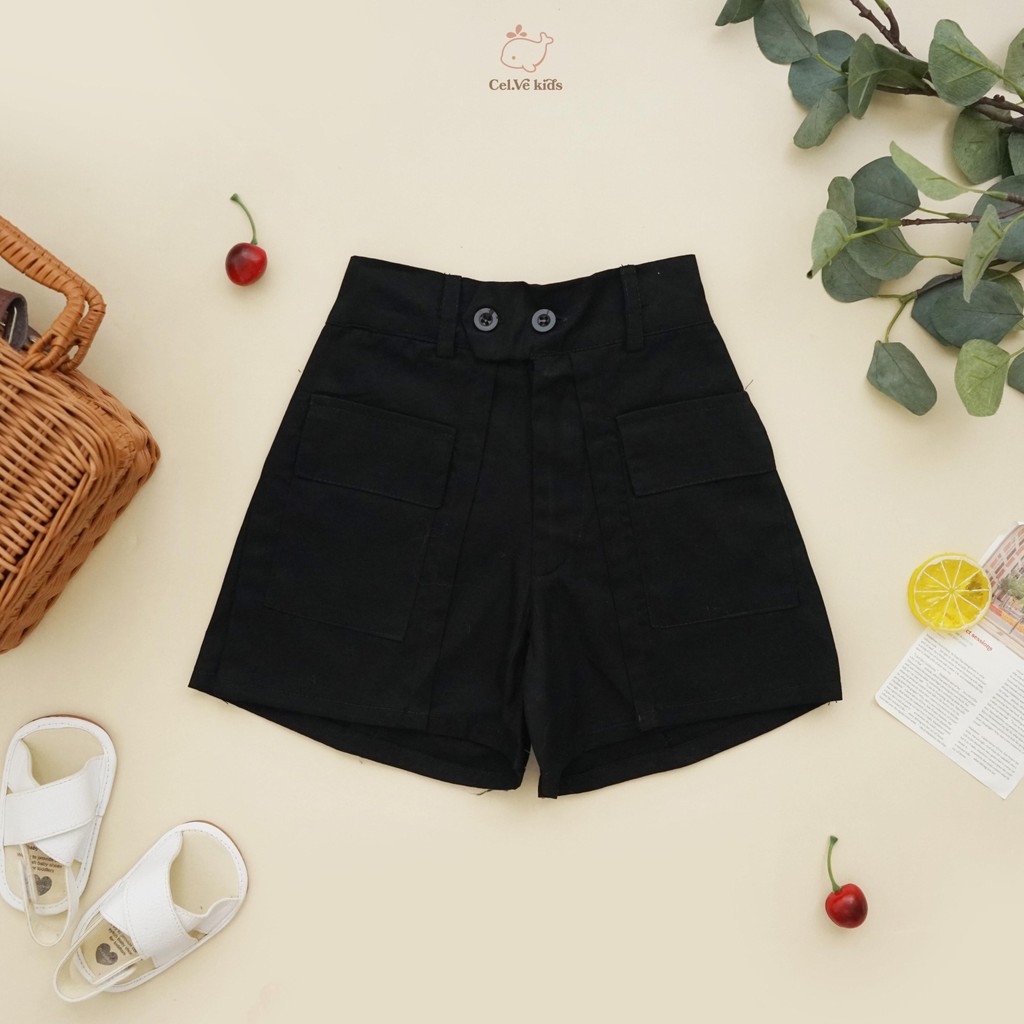 Celvekids - Pants Charlotte Celana Pendek Anak Perempuan Korean Style Bahan Katun Twill Usia 1-5th