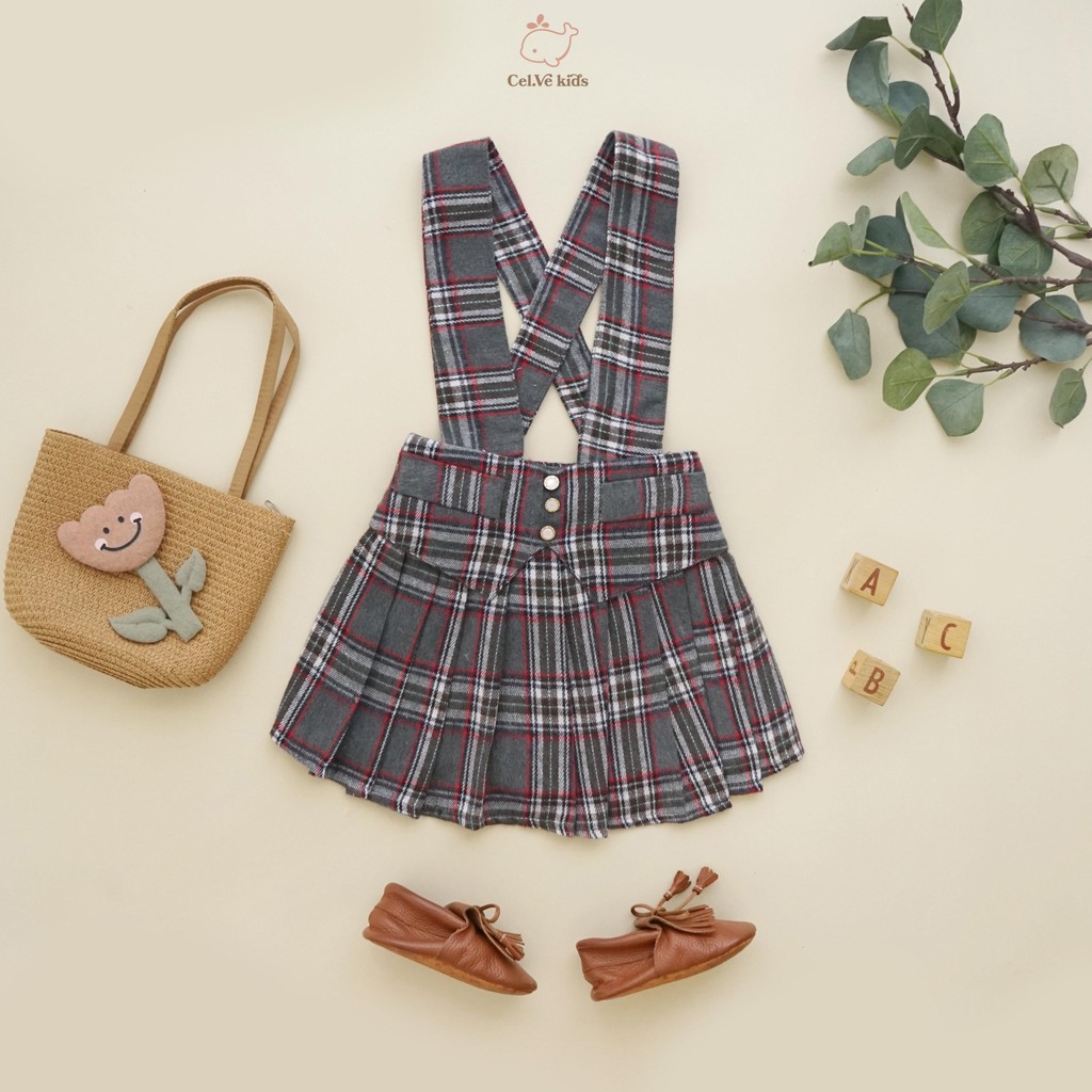 CELVEkids - Alexa Overall skort Rok Celana ( Tanpa inner ) Anak Perempuan Korean style Bahan flanel usia 1-6th