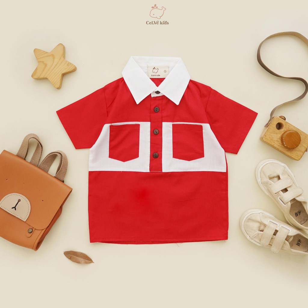 CELVEkids - Zoe Kemeja atasan Anak laki-laki Korean style Bahan Poplin usia 1-6th