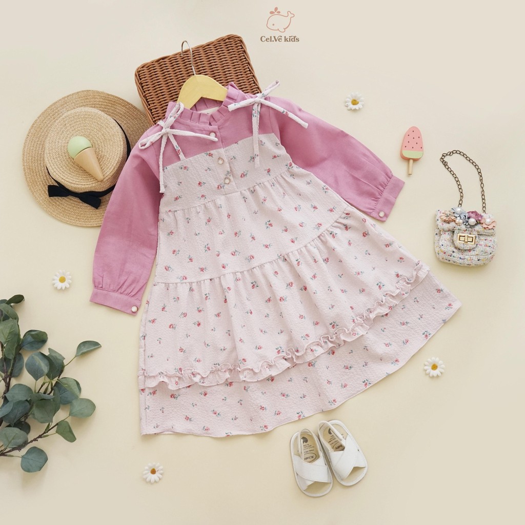 CELVEkids - Raisa Dress Gamis Raya Anak Perempuan Korean Style Bahan Crinkle viscose + Linen Usia 1-8th