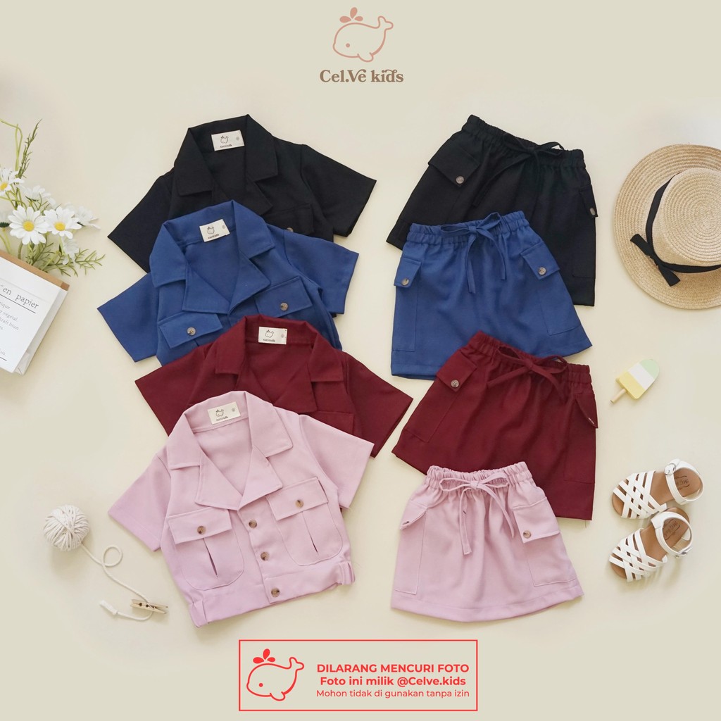 CELVEkids - Stelan Delilah Set Baju Rok Anak Perempuan Korean style semiwool usia 1-8th