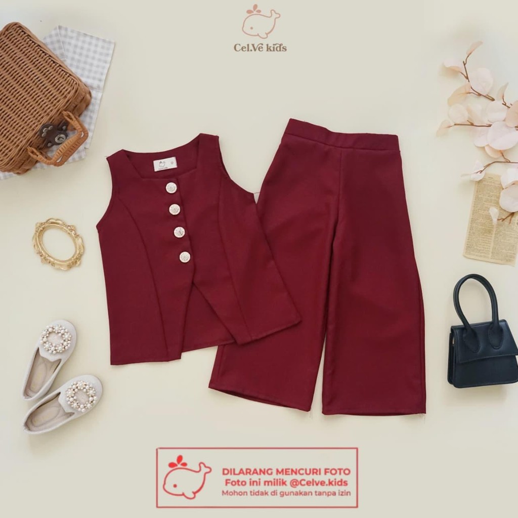 CELVEkids - Stelan Edwina Set Baju celana Anak Perempuan Korean style semiwool usia 1-8th
