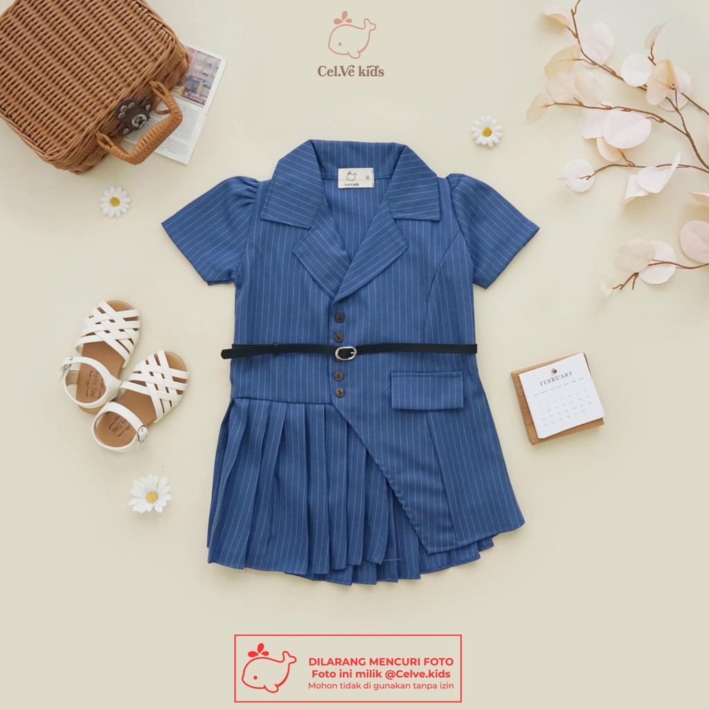 Celvekids - Veronica Dress Anak Perempuan Korean Style Semiwool Usia 1-6th