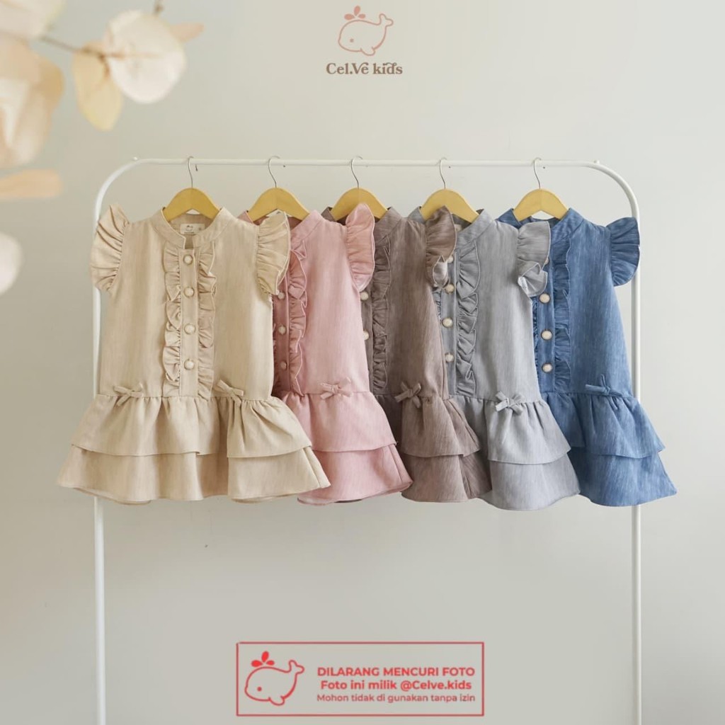 Celvekids - Dress Viola Baju Rok Anak Perempuan Korean Style Semiwool Usia 1-8th