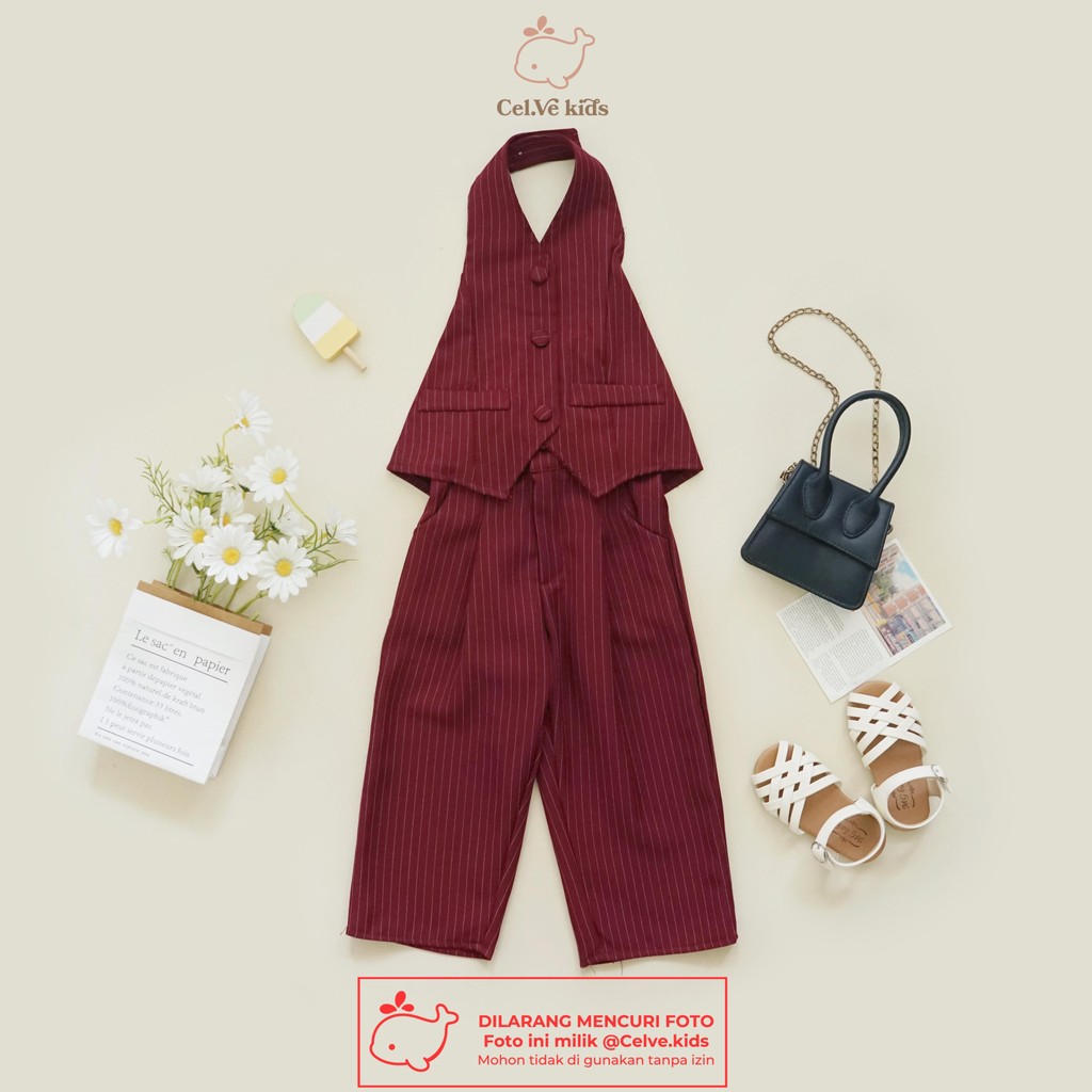 CELVEkids - Stelan Claudia Set Baju celana Anak Perempuan Korean style semiwool usia 1-8th