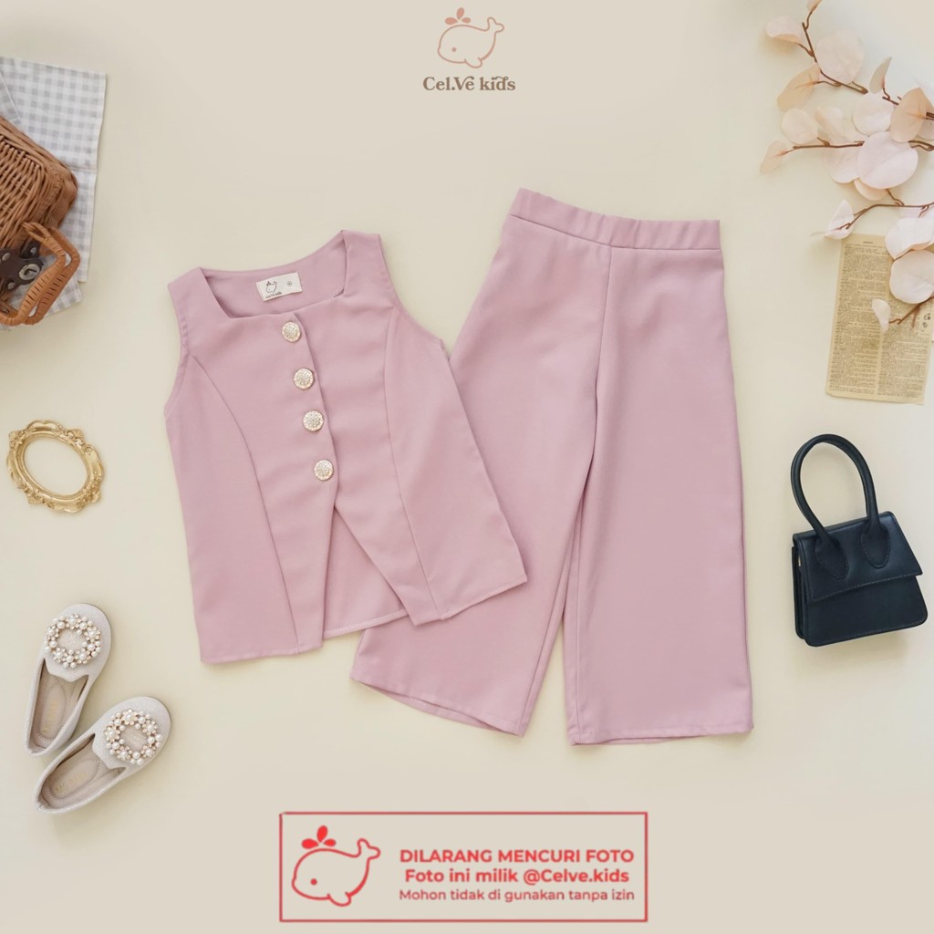 CELVEkids - Stelan Edwina Set Baju celana Anak Perempuan Korean style semiwool usia 1-8th
