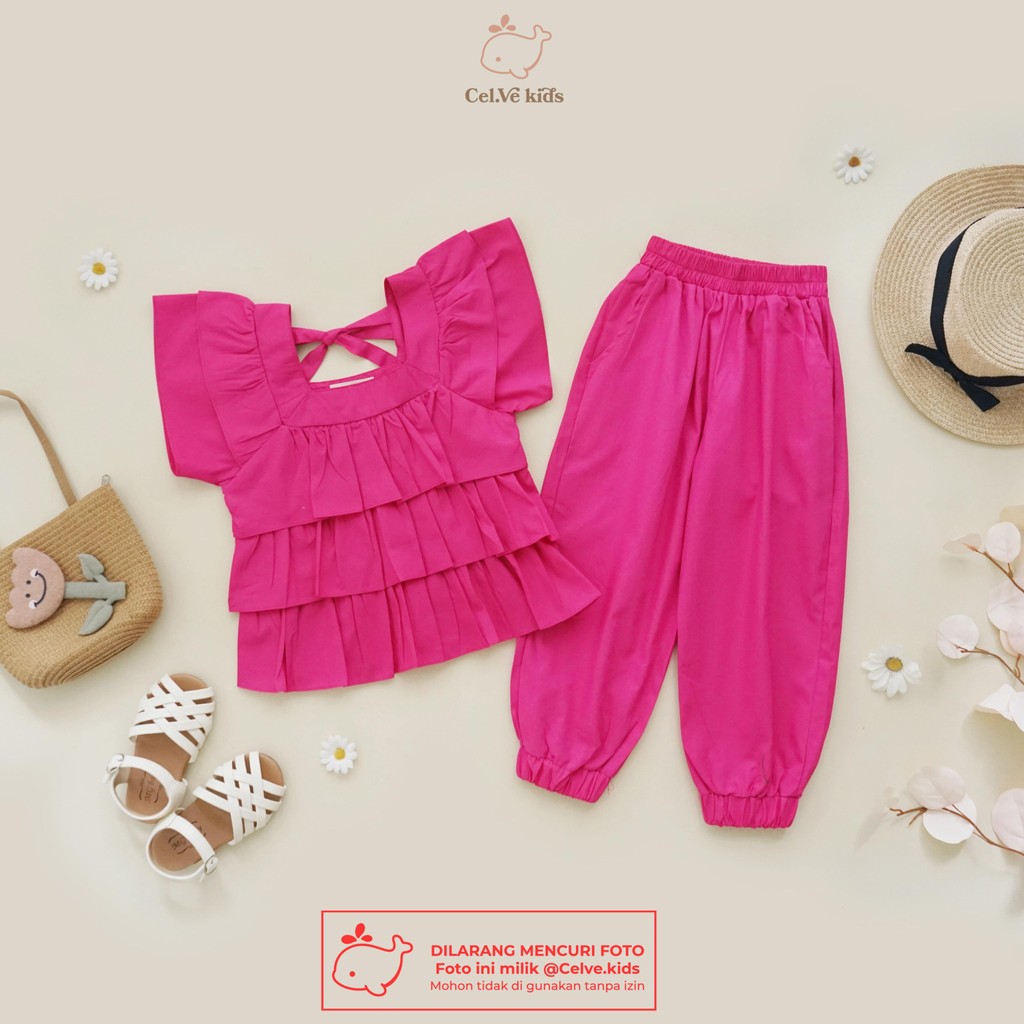 CELVEkids - Stelan Holly Set Baju Anak Perempuan Korean style Bahan katun poplin usia 1-8th