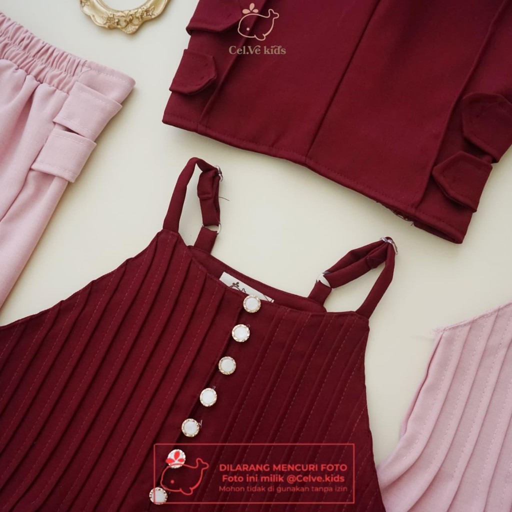 CELVEkids - Stelan Loreen Set Baju celana Anak Perempuan Korean style semiwool usia 1-8th