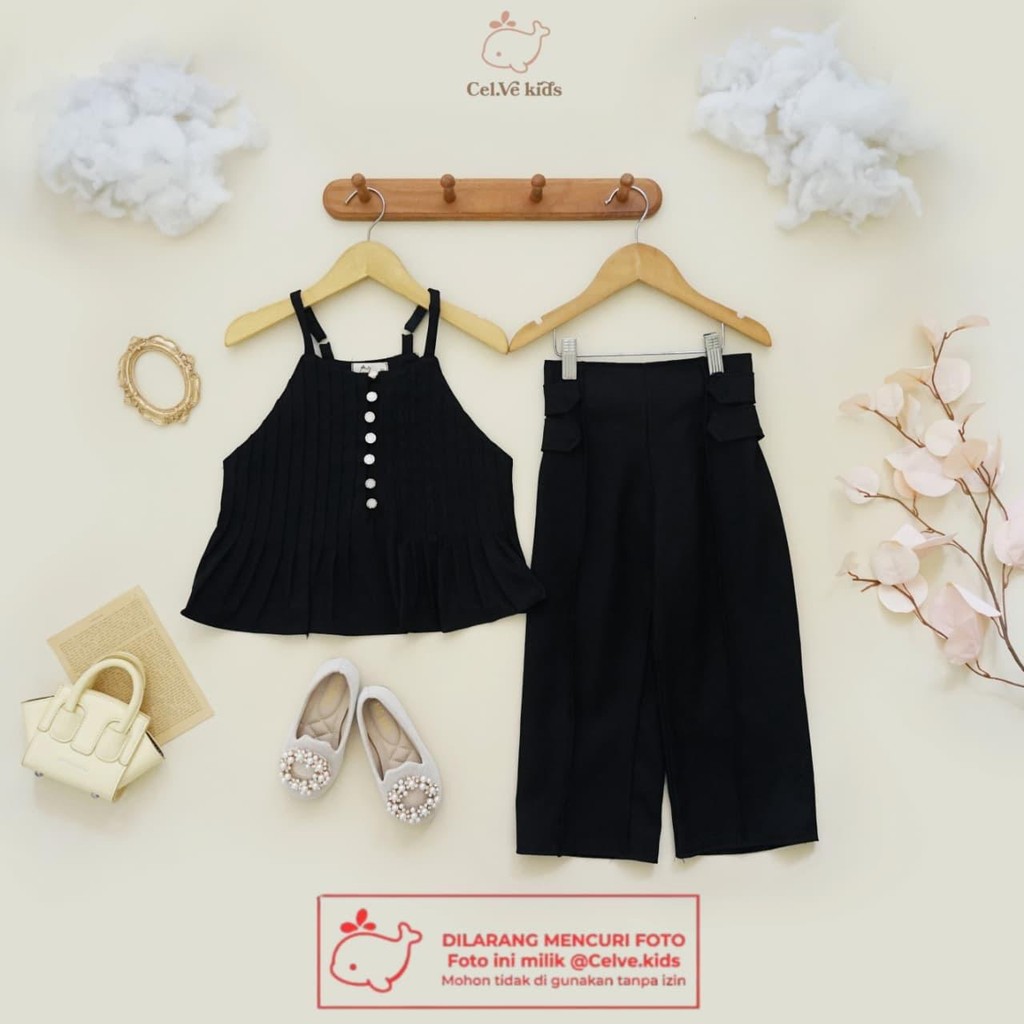 CELVEkids - Stelan Loreen Set Baju celana Anak Perempuan Korean style semiwool usia 1-8th