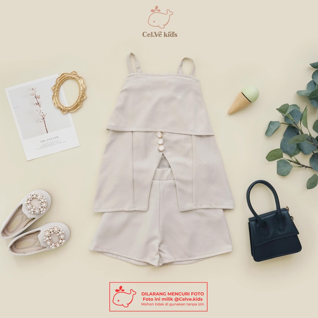 CELVEkids - Stelan Natalia Set Baju Celana Anak Perempuan Korean style Bahan Linen Premium usia 1-8th