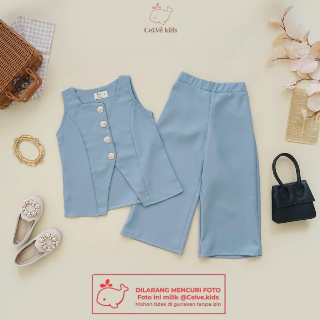 CELVEkids - Stelan Edwina Set Baju celana Anak Perempuan Korean style semiwool usia 1-8th
