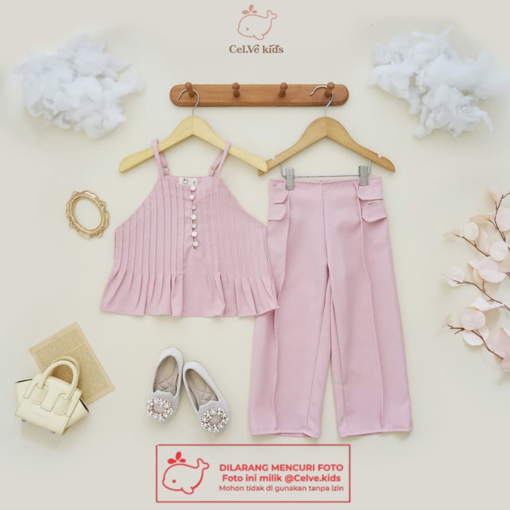 CELVEkids - Stelan Loreen Set Baju celana Anak Perempuan Korean style semiwool usia 1-8th