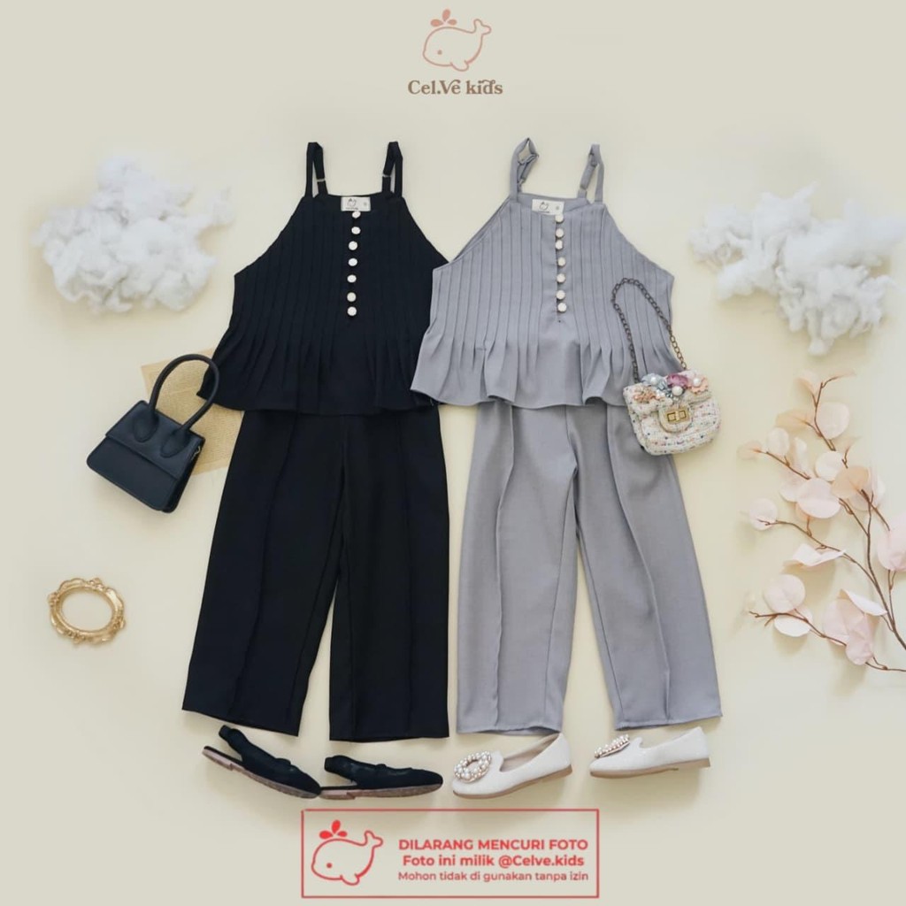 CELVEkids - Stelan Loreen Set Baju celana Anak Perempuan Korean style semiwool usia 1-8th