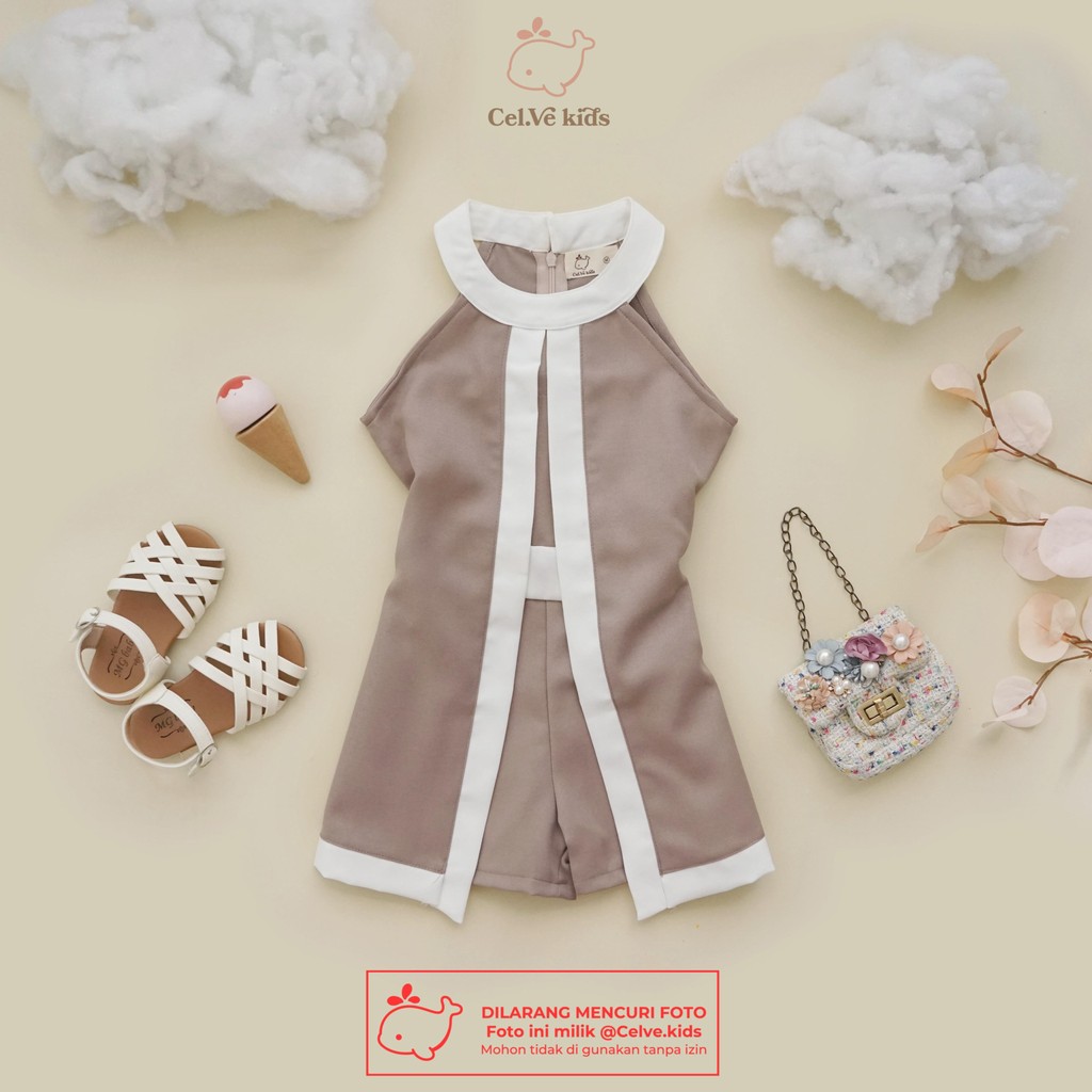 CELVEkids - Jumpsuit Chessy Baju Celana Anak Perempuan Korean style Denim Premium usia 1-8th