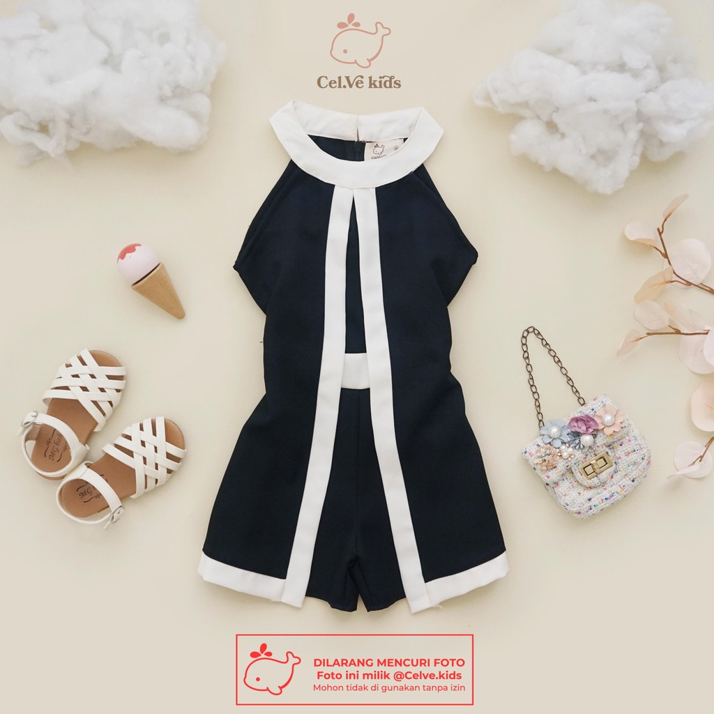 CELVEkids - Jumpsuit Chessy Baju Celana Anak Perempuan Korean style Denim Premium usia 1-8th
