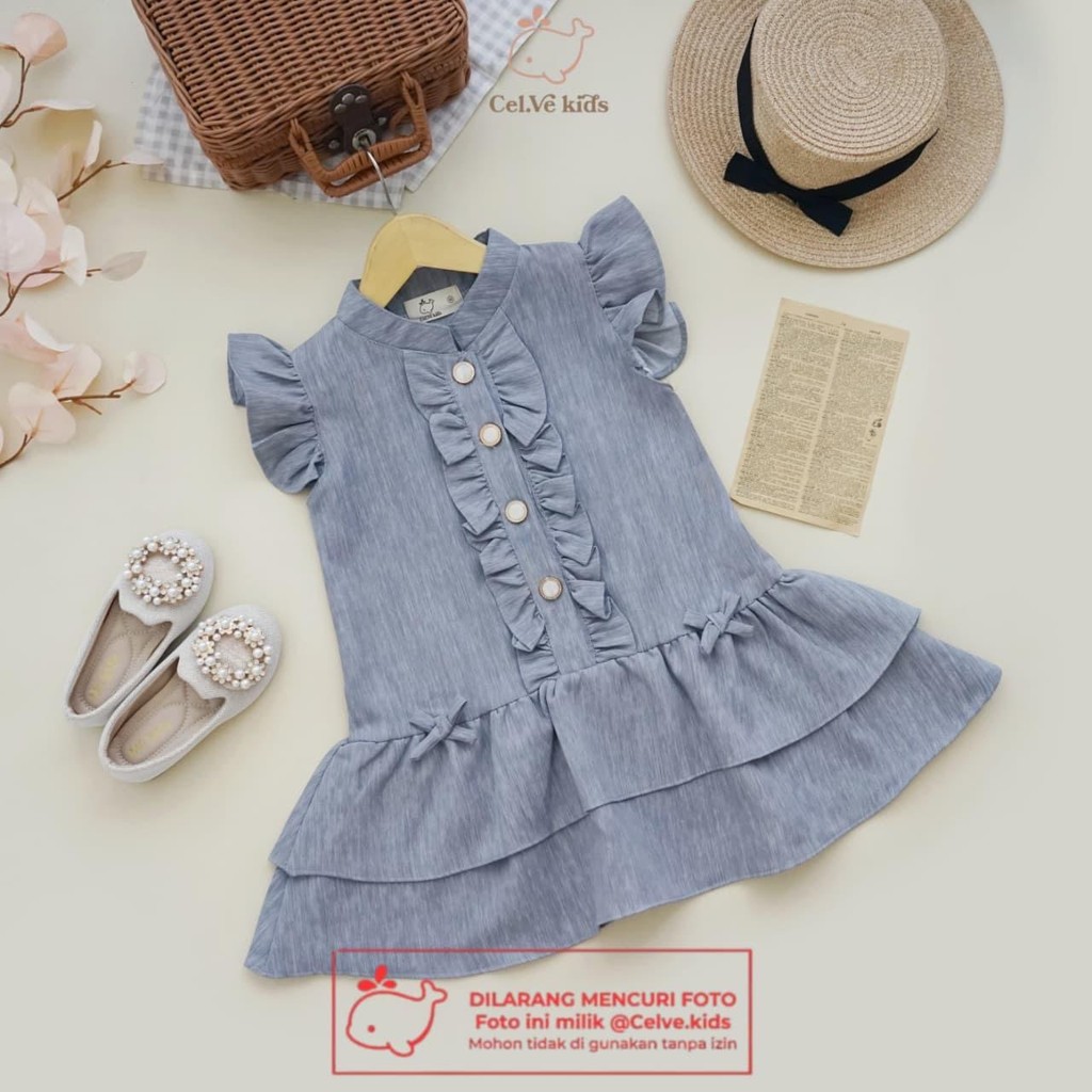 Celvekids - Dress Viola Baju Rok Anak Perempuan Korean Style Semiwool Usia 1-8th