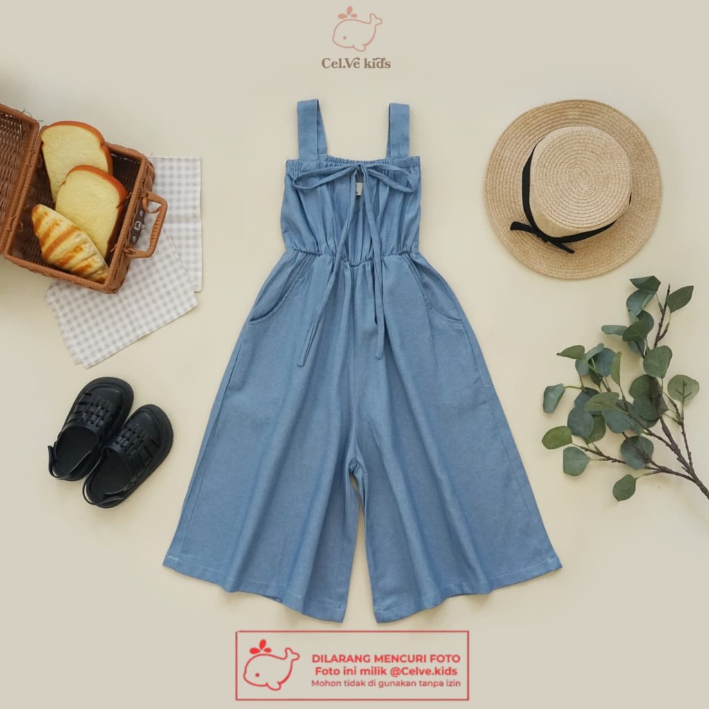 CELVEkids - Jumpsuit Cornelia Baju Celana Anak Perempuan Korean style Denim Premium usia 1-8th