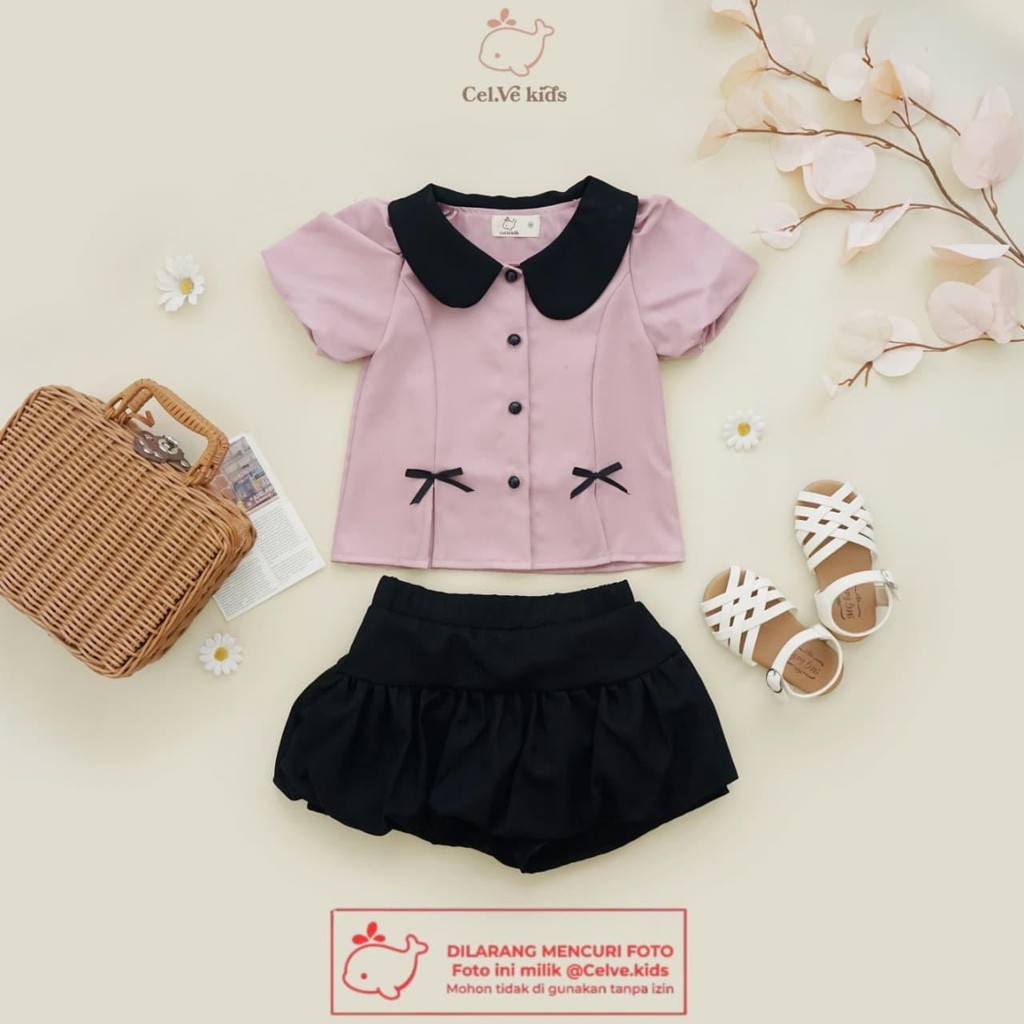 CELVEkids - Stelan Demelza Set Baju rok celana Anak Perempuan Korean style semiwool usia 1-8th