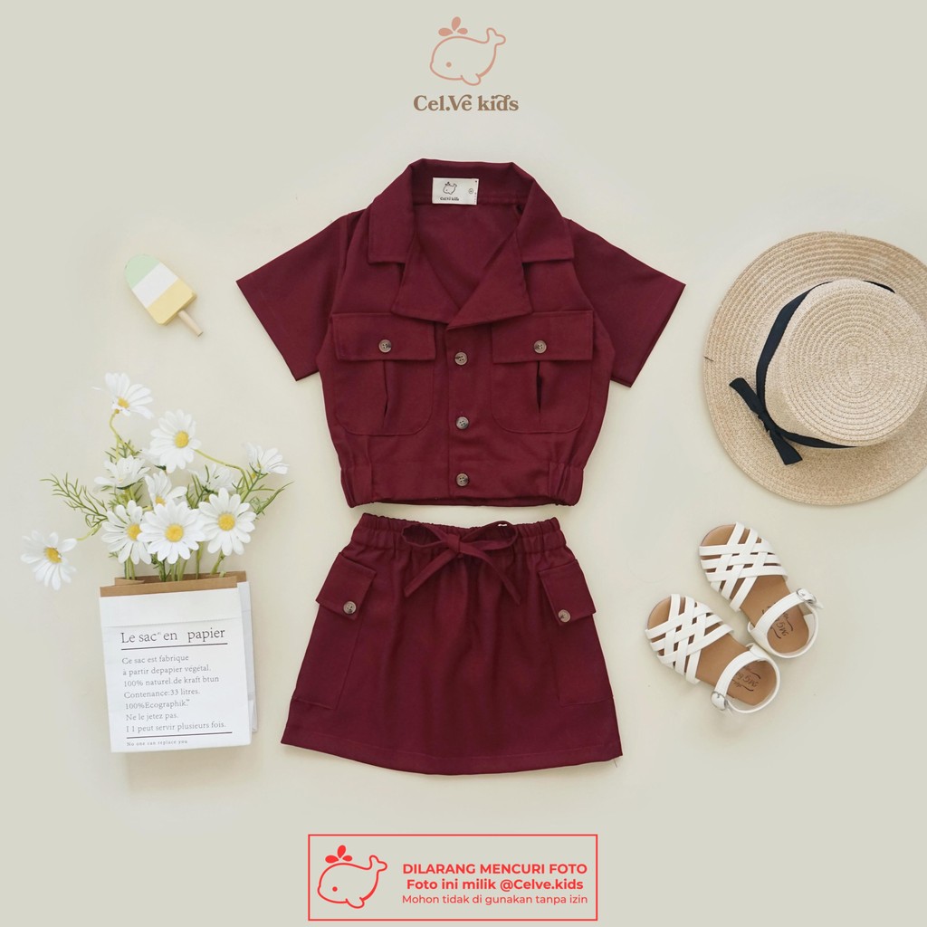 CELVEkids - Stelan Delilah Set Baju Rok Anak Perempuan Korean style semiwool usia 1-8th