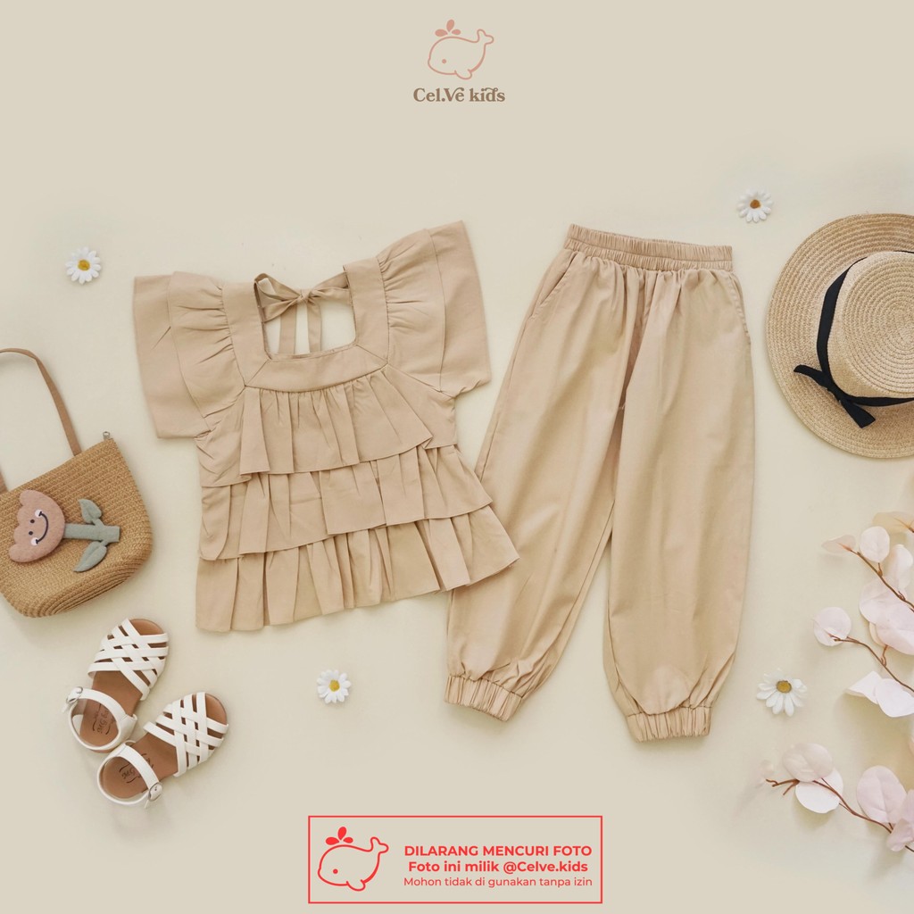 CELVEkids - Stelan Holly Set Baju Anak Perempuan Korean style Bahan katun poplin usia 1-8th