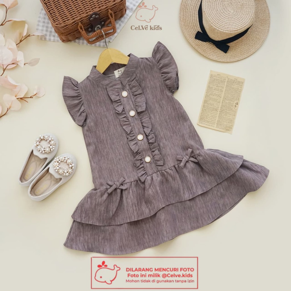 Celvekids - Dress Viola Baju Rok Anak Perempuan Korean Style Semiwool Usia 1-8th