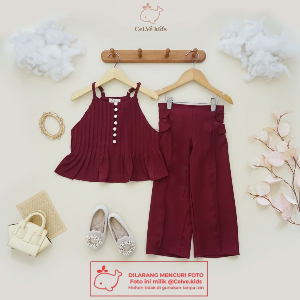 CELVEkids - Stelan Loreen Set Baju celana Anak Perempuan Korean style semiwool usia 1-8th