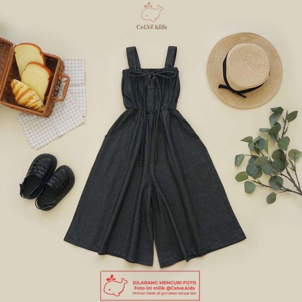CELVEkids - Jumpsuit Cornelia Baju Celana Anak Perempuan Korean style Denim Premium usia 1-8th