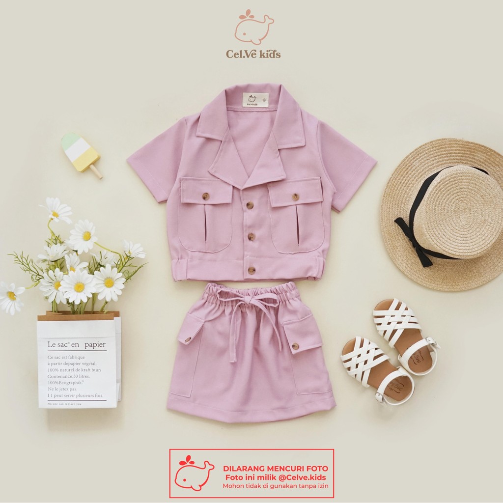CELVEkids - Stelan Delilah Set Baju Rok Anak Perempuan Korean style semiwool usia 1-8th