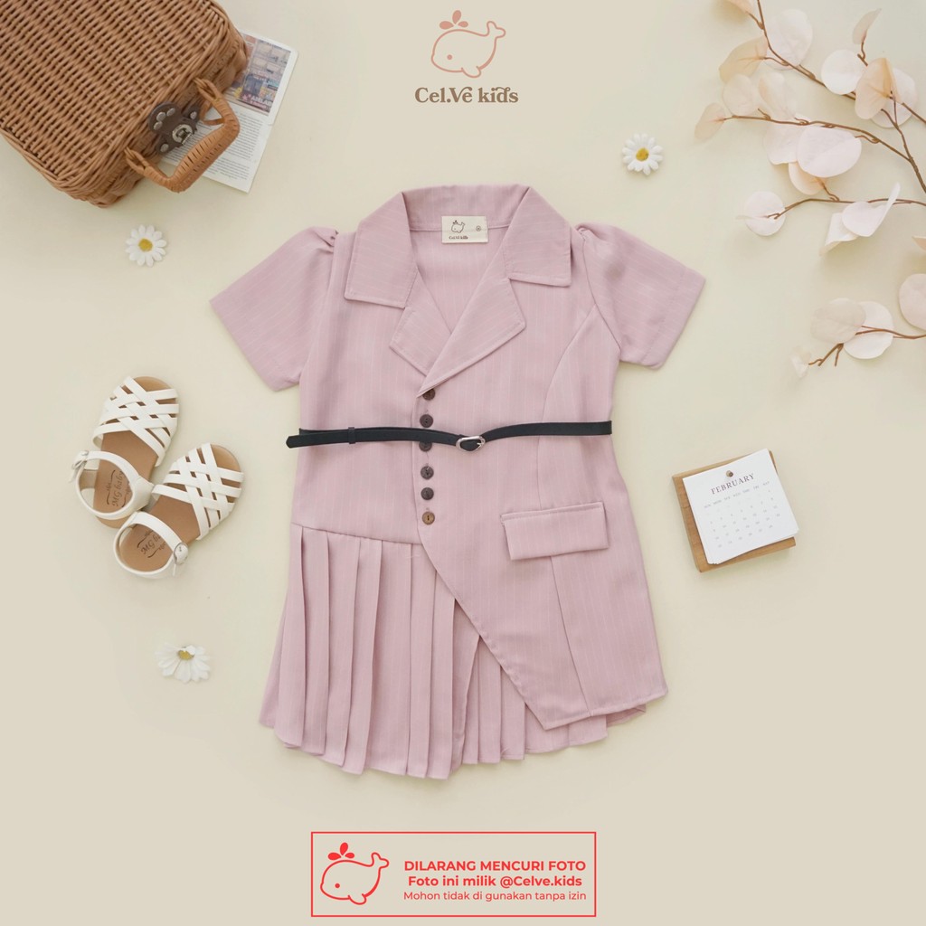 Celvekids - Veronica Dress Anak Perempuan Korean Style Semiwool Usia 1-6th