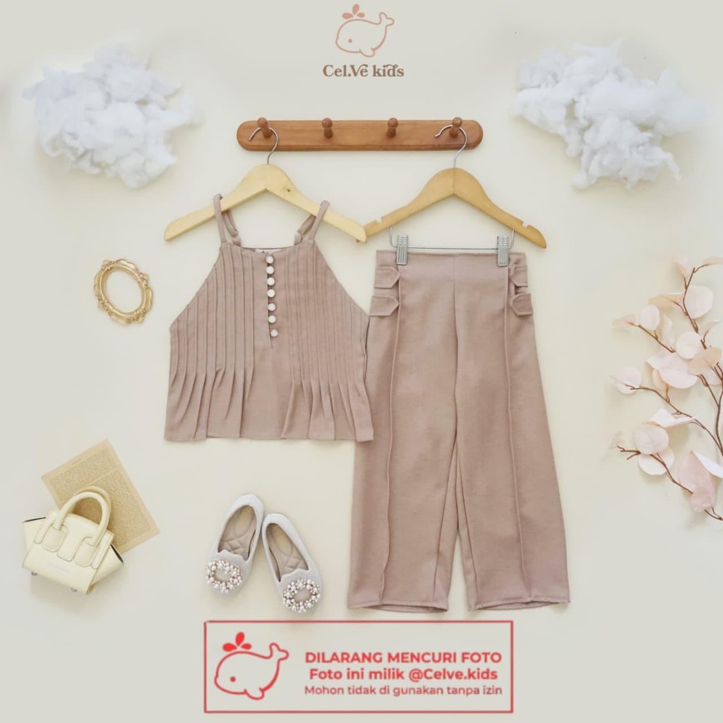 CELVEkids - Stelan Loreen Set Baju celana Anak Perempuan Korean style semiwool usia 1-8th