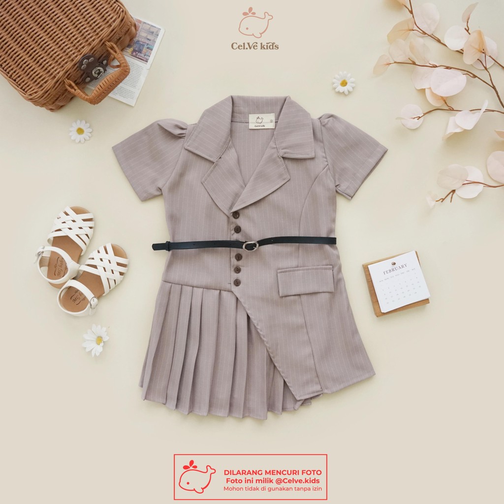 Celvekids - Veronica Dress Anak Perempuan Korean Style Semiwool Usia 1-6th