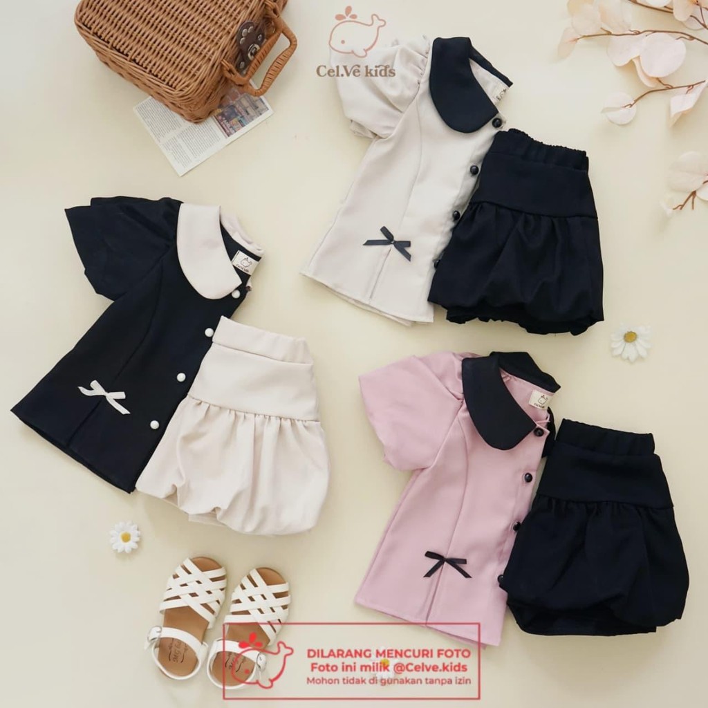 CELVEkids - Stelan Demelza Set Baju rok celana Anak Perempuan Korean style semiwool usia 1-8th