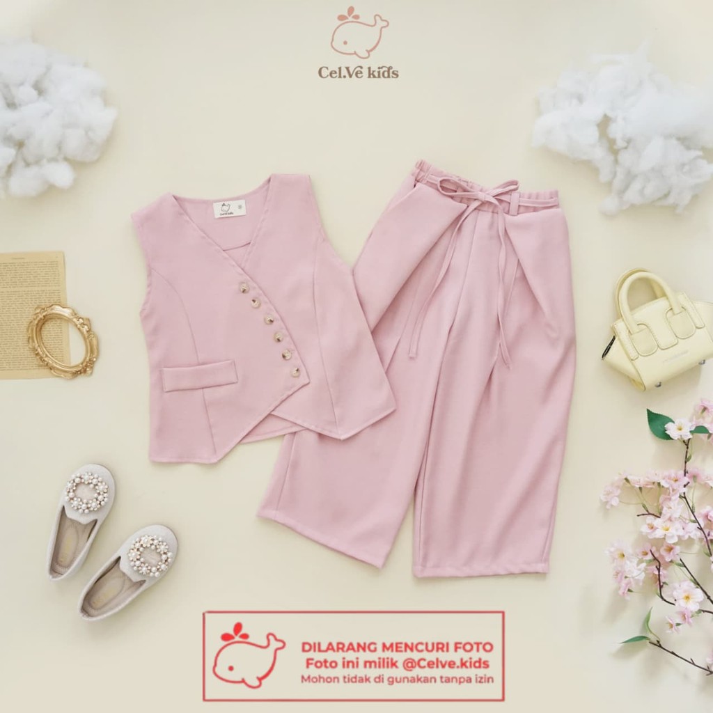 CELVEkids - Stelan Andrea Set Baju rok celana Anak Perempuan Korean style semiwool usia 1-8th